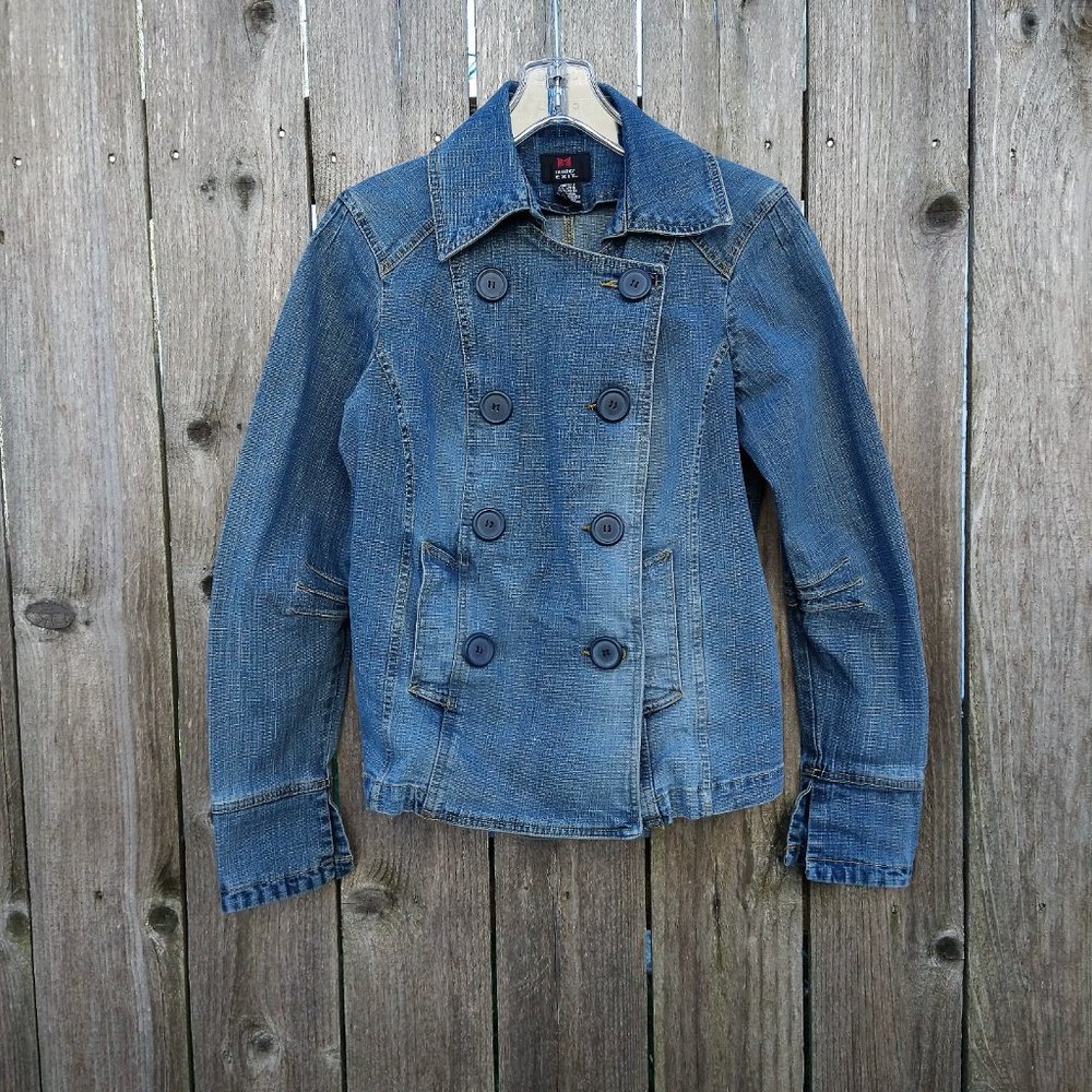 Double Breasted Denim Fitted Jean Jacket
